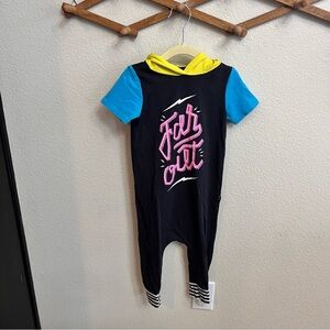 NWT Rags to Raches FAR OUT Short Sleeve Hooded Romper Outfit 2T